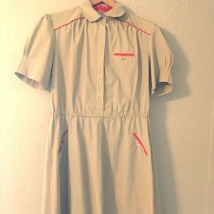 Vintage 80's Uniform Zip-front Dress M